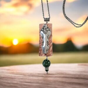 NWT Handmade Pendant Necklace featuring Copper and Vintage Silverware